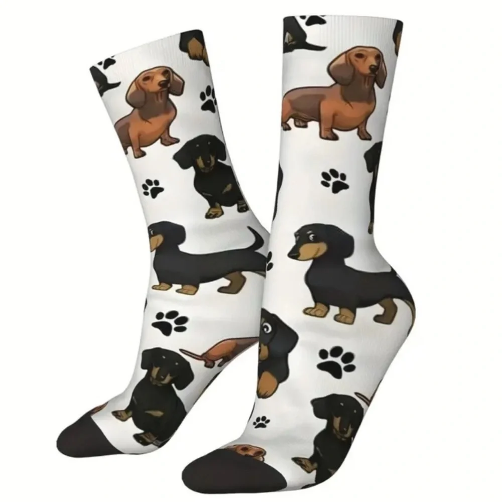 Dachshund Doxie Weiner Sausage Dog Novelty Crew Tube Socks Unisex Men’s Women’s - Picture 1 of 14